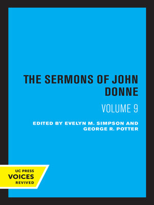 cover image of The Sermons of John Donne, Volume IX